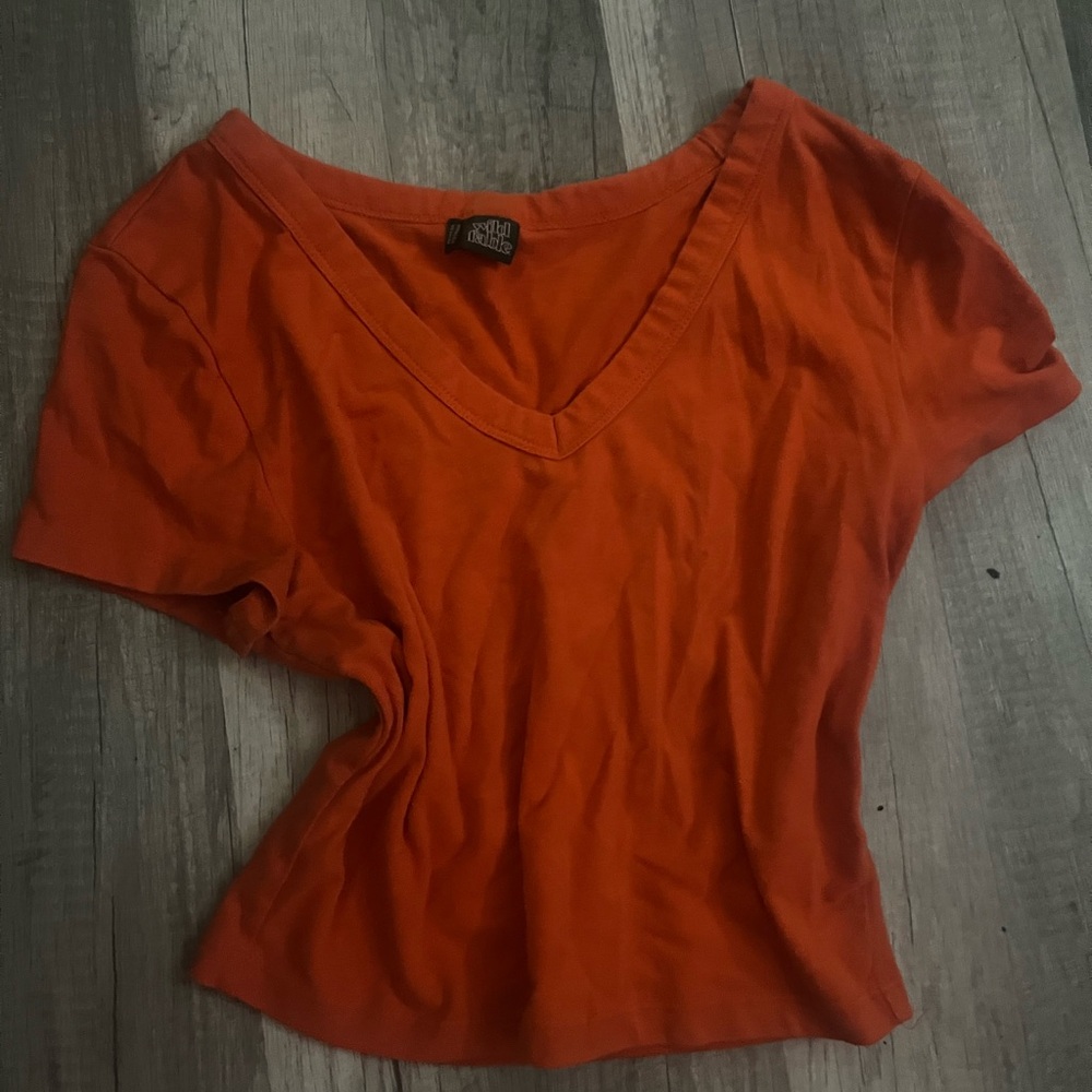 Orange V-Neck Women's Top